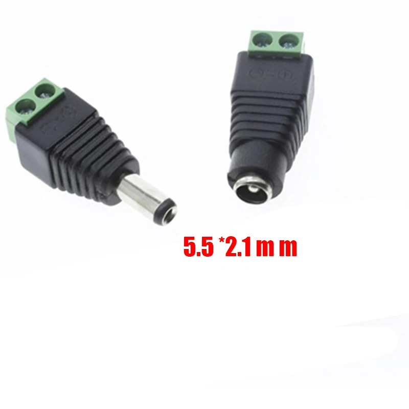 DC Connector Power Jack Plug Adapter 100 pcs 12V 5A Male+Female 2.1 X 5.5MM for CCTV Camera Led Strip | Электроника