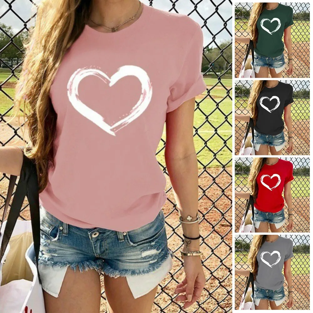 Summer Women Short Sleeve Casual Crew Neck Harajuku Love Printed Tops Tee Blouse Loose Fashion T Shirt For Women Clothing
Summer Women Short Sleeve Casual Crew Neck Harajuku Love Printed Tops Tee Blouse Loose Fashion T Shirt For Women Clothing