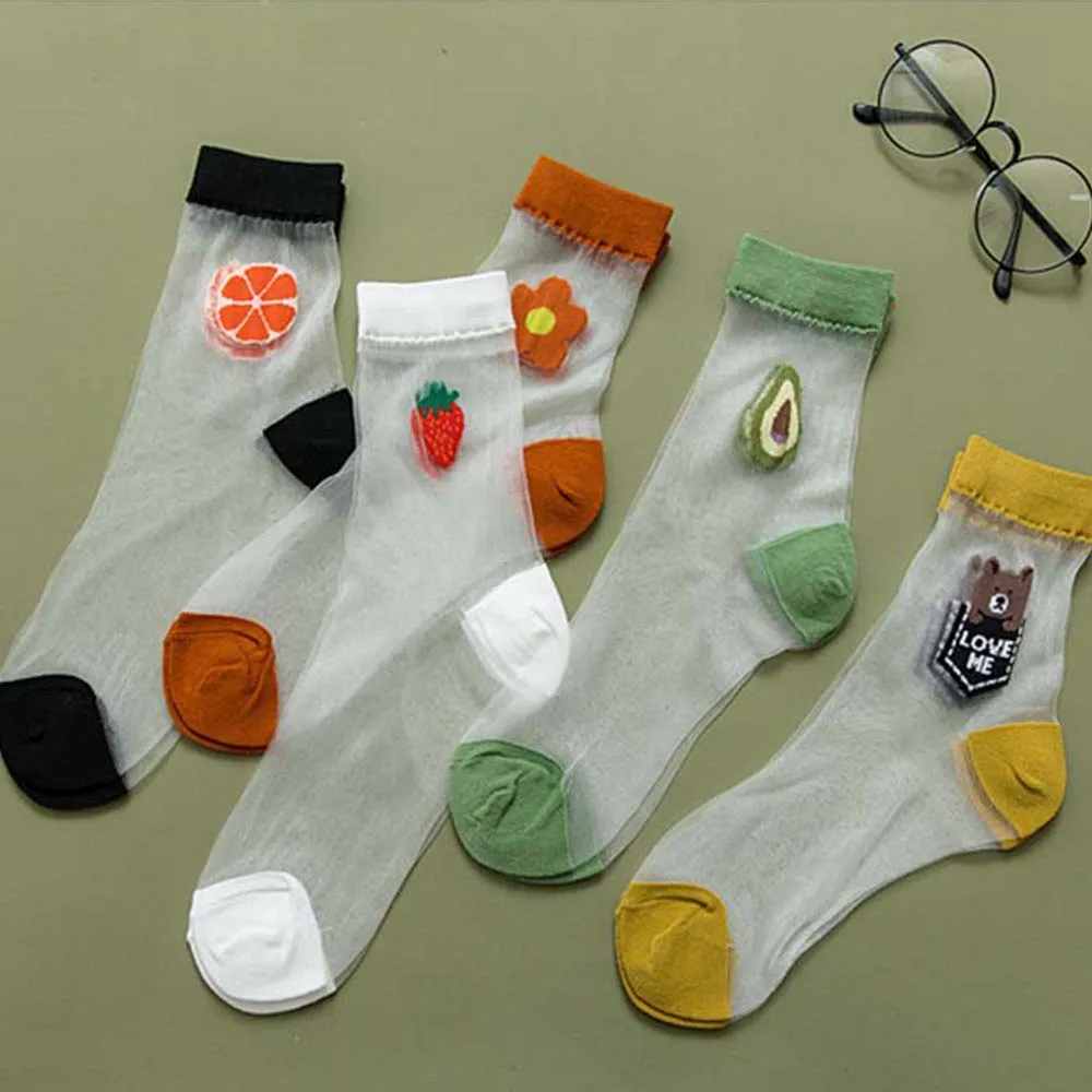 Summer Sexy Lace Mesh Silk Fruit Fishnet Socks Fiber Transparent Stretch Elasticity Ankle Sock Net Yarn Thin Women Socks
Summer Sexy Lace Mesh Silk Fruit Fishnet Socks Fiber Transparent Stretch Elasticity Ankle Sock Net Yarn Thin Women Socks