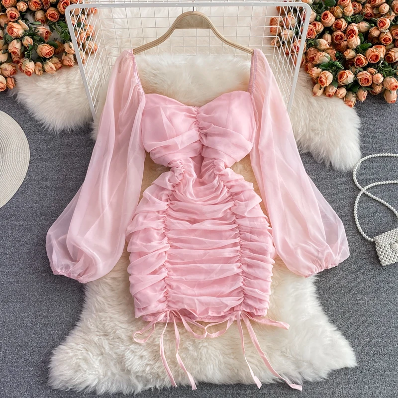 Uulutonica Autumn Women Elegant Fashion A-line Solid Draw String Above Knee, Mini Full Puff Sleeve Empire Square Collar Dress 
Uulutonica Autumn Women Elegant Fashion A-line Solid Draw String Above Knee, Mini Full Puff Sleeve Empire Square Collar Dress