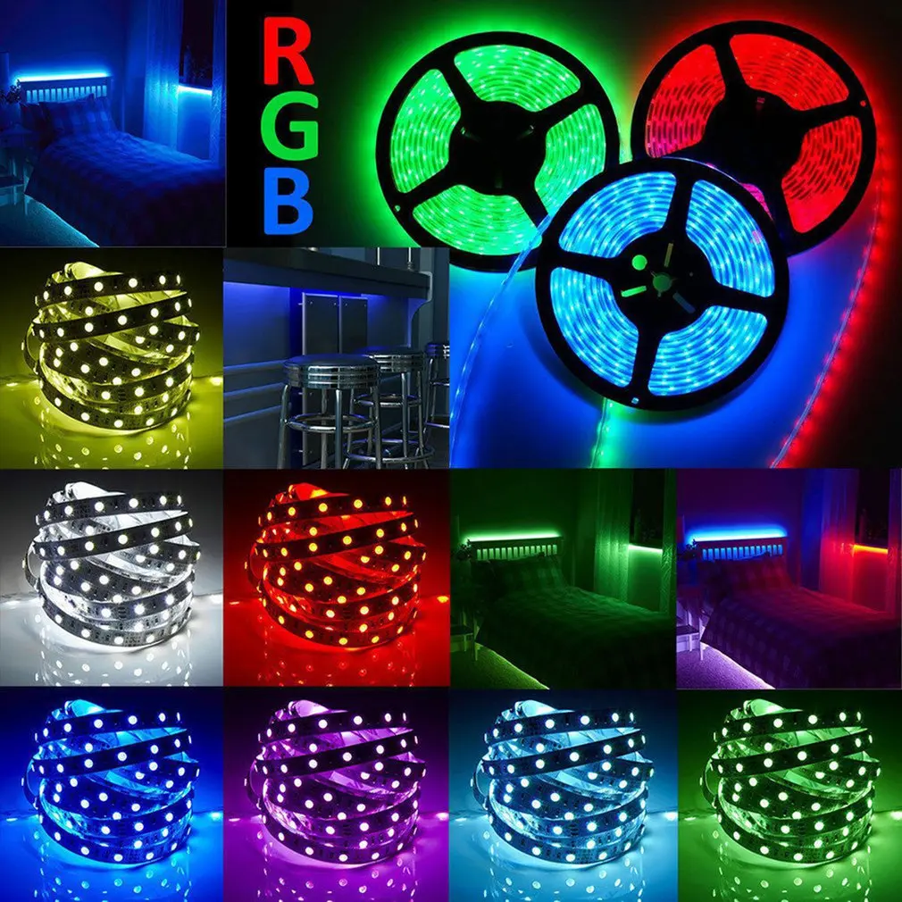 LED Strip Lights 5M RGB 3528 SMD Flexible Ribbon Waterproof RGB LED Light 5M Tape Diode DC 12V Control
LED Strip Lights 5M RGB 3528 SMD Flexible Ribbon Waterproof RGB LED Light 5M Tape Diode DC 12V Control