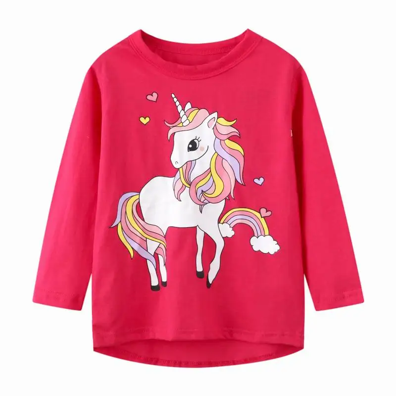 Jumping Meters Girls T-shirt Autumn Cartoon Rainbow Unicorn Pattern Casual Crew Neck for Long Sleeve Top Red Clothes 2-7years
Jumping Meters Girls T-shirt Autumn Cartoon Rainbow Unicorn Pattern Casual Crew Neck for Long Sleeve Top Red Clothes 2-7years