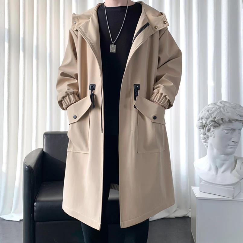 Men's Long Loose Trench Coat Hooded Casual Windbreaker Outwear Black Khaki Coats for Men
Men's Long Loose Trench Coat Hooded Casual Windbreaker Outwear Black Khaki Coats for Men