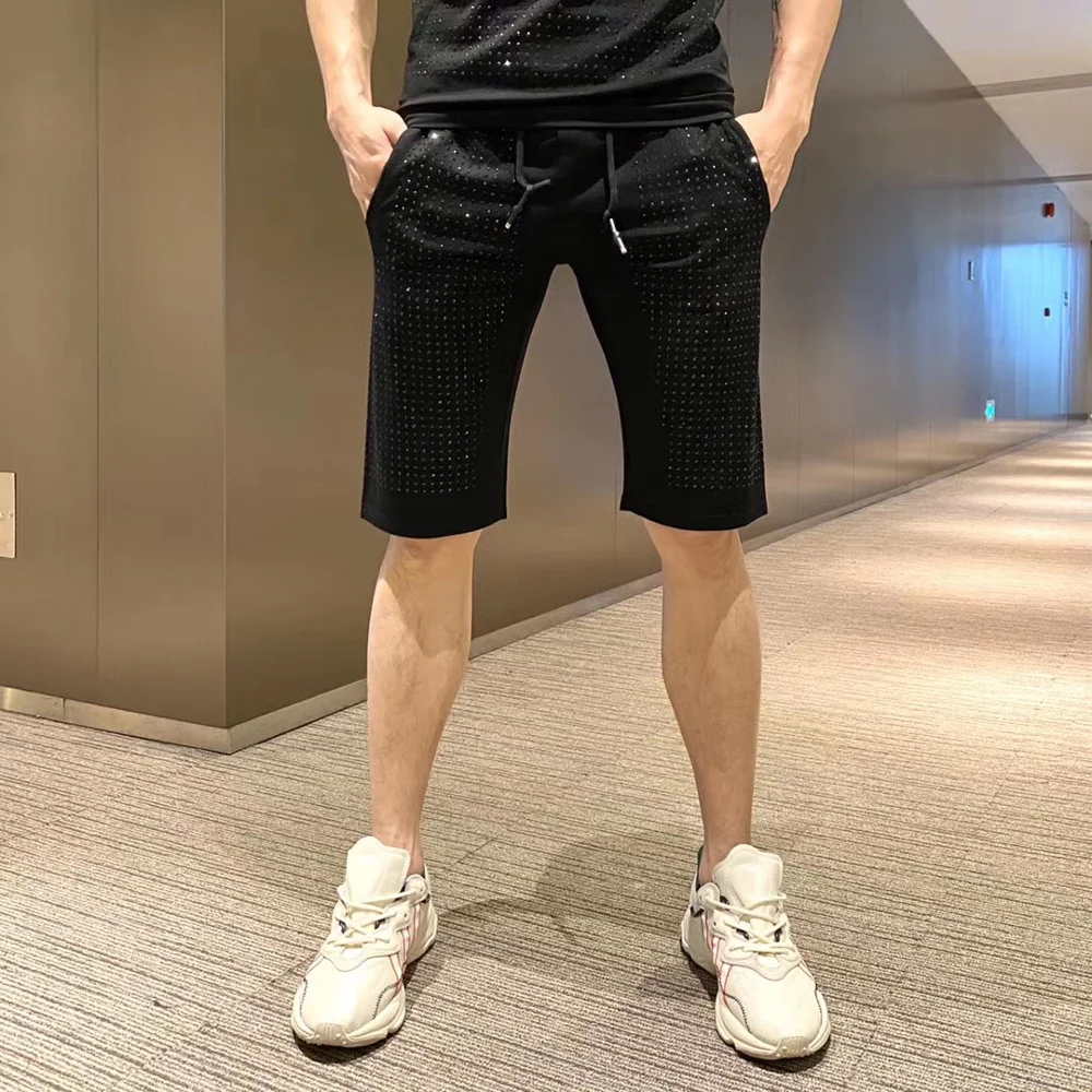 New fashion and women's Tracksuit diamond designer men's tight brand T-shirt+casual rhinestone shorts set of 2
New fashion and women's Tracksuit diamond designer men's tight brand T-shirt+casual rhinestone shorts set of 2
