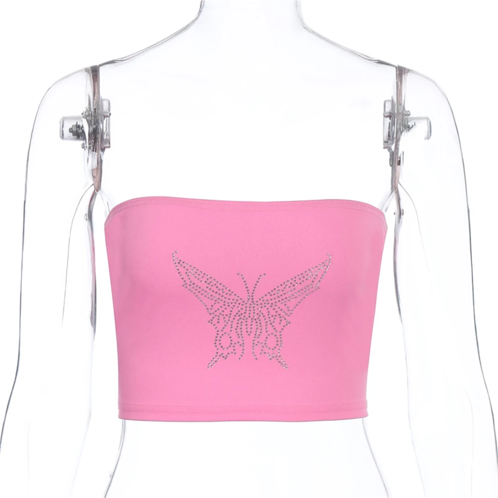 Women Sexy Strapless Bandeau Bra Glitter Butterflies Hot Drilling Rhinestone Wrapped Chest Tube Top Bustier Clubwear streetwear
Women Sexy Strapless Bandeau Bra Glitter Butterflies Hot Drilling Rhinestone Wrapped Chest Tube Top Bustier Clubwear streetwear
