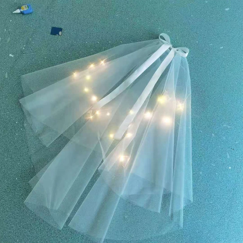 T84B Bridal Veil with Spring Clip Embellished with Lights Bow Ribbon Short Cut Edge Tulle Veil White for Wedding Party
T84B Bridal Veil with Spring Clip Embellished with Lights Bow Ribbon Short Cut Edge Tulle Veil White for Wedding Party