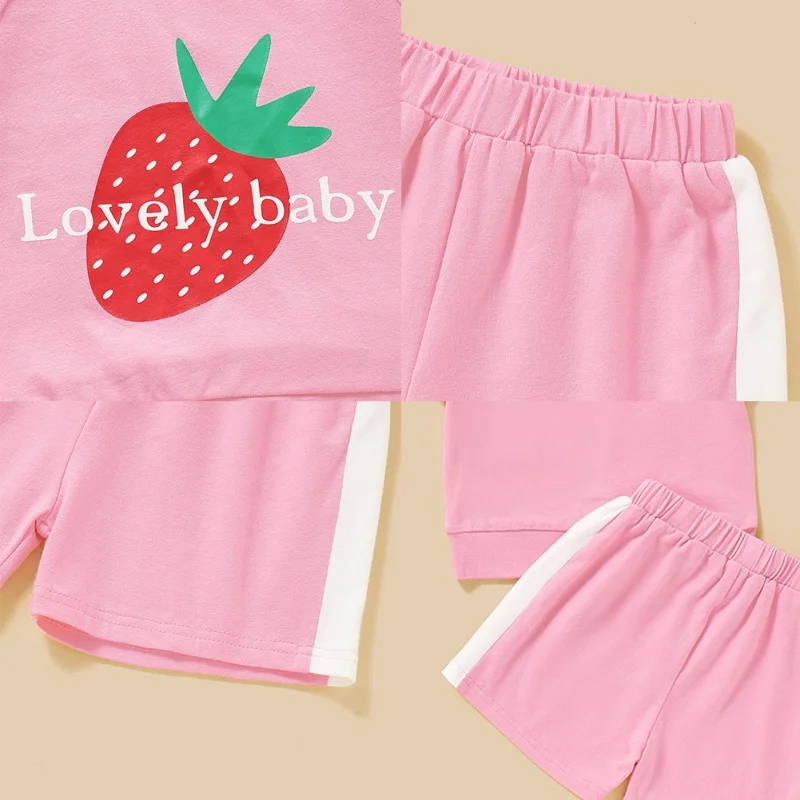 Summer Children Baby Girls Short Sleeve Letters Strawberry Pattern Print T-shirt Blouse+Shorts Casual Outfits Set
Summer Children Baby Girls Short Sleeve Letters Strawberry Pattern Print T-shirt Blouse+Shorts Casual Outfits Set