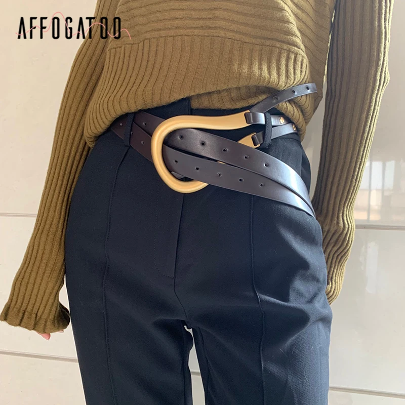 Affogato Vintage metal leather women long belt Streetwear 6 colour pants dress waistband Solid round shape buckle belt 2020
Affogato Vintage metal leather women long belt Streetwear 6 colour pants dress waistband Solid round shape buckle belt 2020