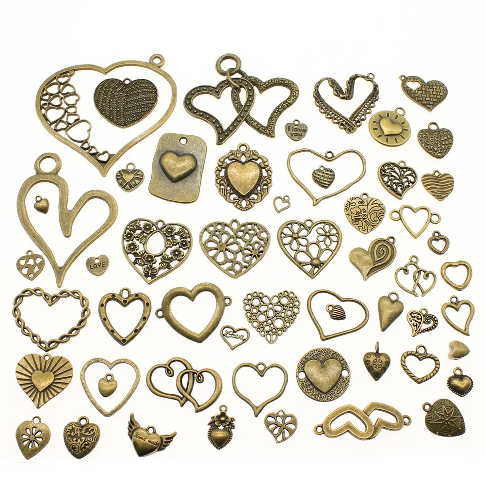 WYSIWYG 40g Antique Bronze Color Zinc Alloy Random Mix Styles Heart Charms DIY Handmade Craft For Jewelry Making
WYSIWYG 40g Antique Bronze Color Zinc Alloy Random Mix Styles Heart Charms DIY Handmade Craft For Jewelry Making