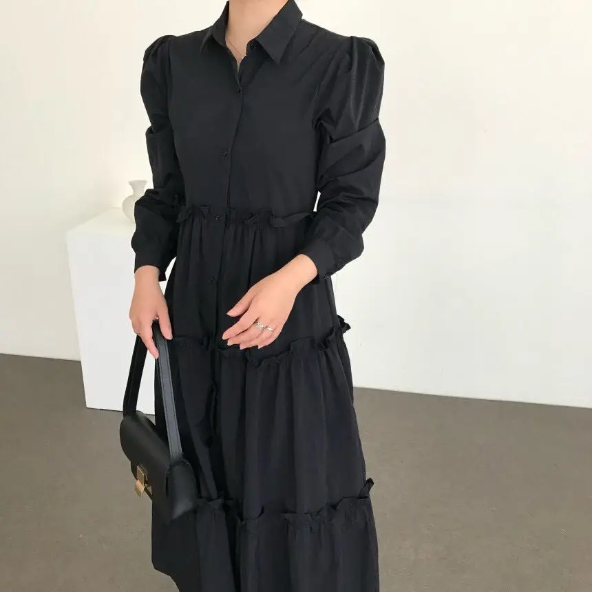 French Style Vintage 3/4 Sleeve black White Long Dresses Trendy female oversized Women Cloths T191 
French Style Vintage 3/4 Sleeve black White Long Dresses Trendy female oversized Women Cloths T191