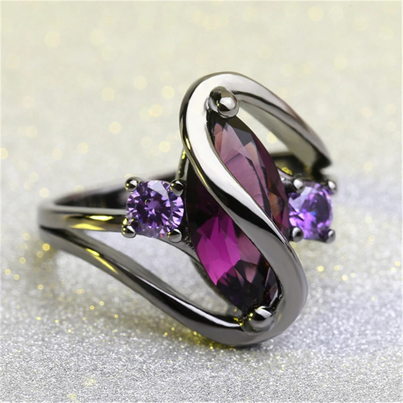New gothic dark Purple Zircon CZ Crystal Colorful Rings For Women Wedding Engagement Jewelry Stainless Steel Rings Hot gift
New gothic dark Purple Zircon CZ Crystal Colorful Rings For Women Wedding Engagement Jewelry Stainless Steel Rings Hot gift