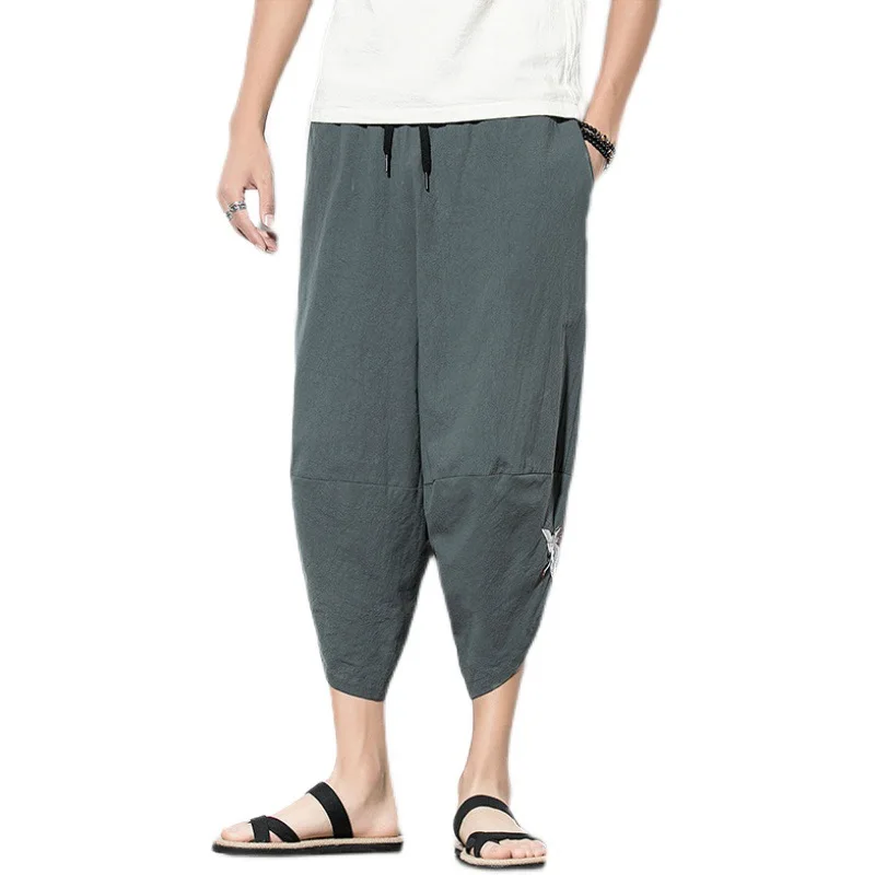 Chinese Style Large Size Wide-leg Men's Cropped Beach Pants Loose Pantalon Large Homme Embroidered Lantern Casual Pants
Chinese Style Large Size Wide-leg Men's Cropped Beach Pants Loose Pantalon Large Homme Embroidered Lantern Casual Pants
