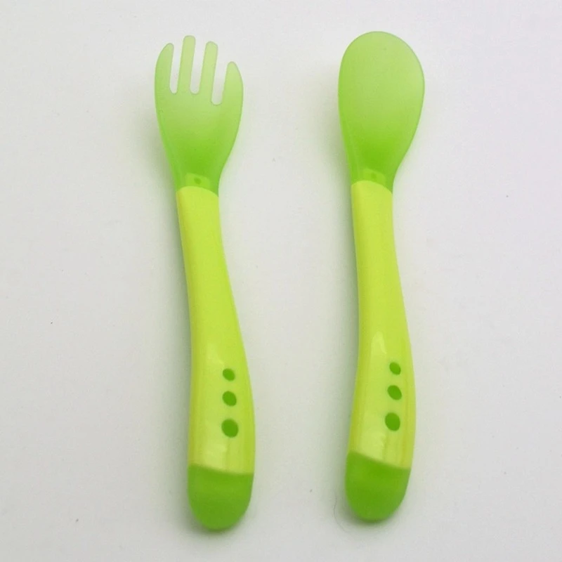 2pc Baby Plastic Food Spoon Fork Safety Temperature Sensing Newborn Flatware Children Feeding Cucchiaio Morbido Tongue
2pc Baby Plastic Food Spoon Fork Safety Temperature Sensing Newborn Flatware Children Feeding Cucchiaio Morbido Tongue