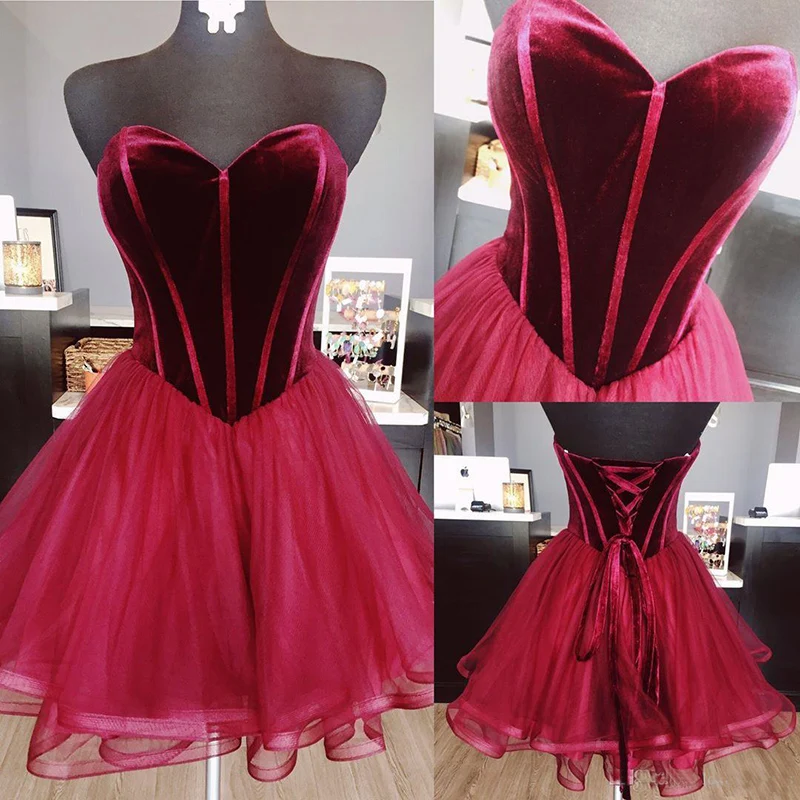 Burgundy Short Dresses Evening Wear Velvet Sweetheart Organza A line Corset Back Homecoming Dresses Short Cocktail Dresses
Burgundy Short Dresses Evening Wear Velvet Sweetheart Organza A line Corset Back Homecoming Dresses Short Cocktail Dresses