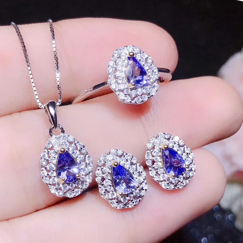 CoLife Jewelry Ring Earrings Pendant Set 4mm * 6mm Natural Tanzanite Jewelry Set for Daily Wear 925 Silver Gemstone Jewelry
CoLife Jewelry Ring Earrings Pendant Set 4mm * 6mm Natural Tanzanite Jewelry Set for Daily Wear 925 Silver Gemstone Jewelry