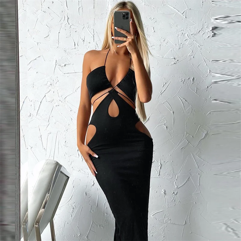 CHRONSTYLE Sexy Deep V-neck Halter Cut Out Long Maxi Dress Elegant Party Vestidos Women Backless Tie Up Party Female Vestidos
CHRONSTYLE Sexy Deep V-neck Halter Cut Out Long Maxi Dress Elegant Party Vestidos Women Backless Tie Up Party Female Vestidos