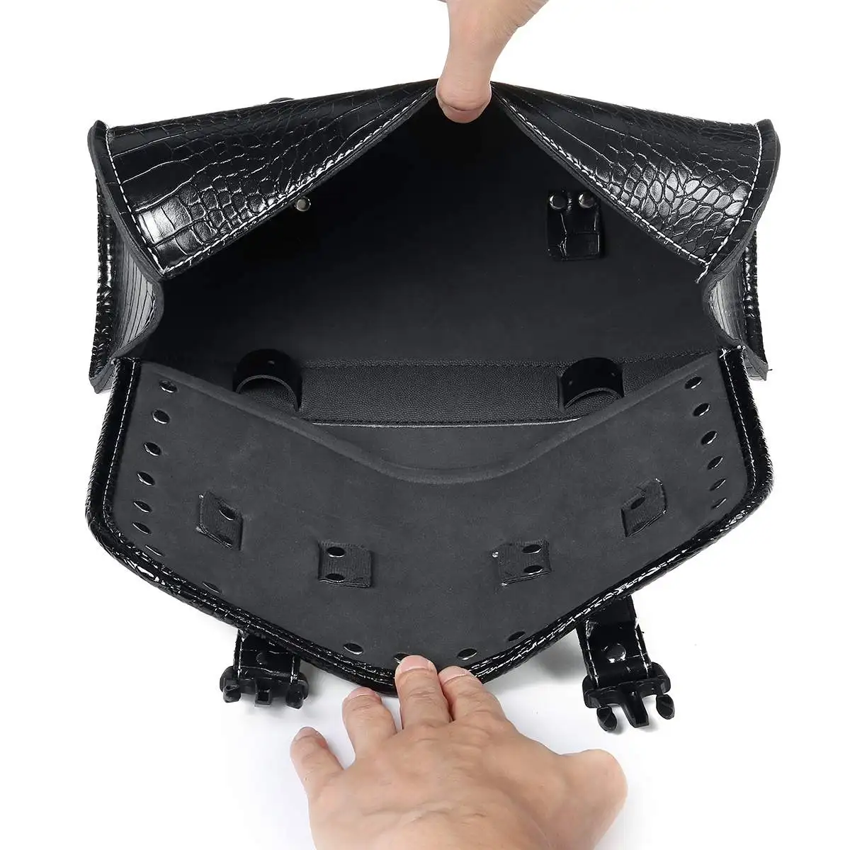 Universal Motorcycle Tool Bag Storage Bag PU Leather Front Fork Roll Saddle Luggage Bags Waterproof Side bag Crocodile pattern
Universal Motorcycle Tool Bag Storage Bag PU Leather Front Fork Roll Saddle Luggage Bags Waterproof Side bag Crocodile pattern