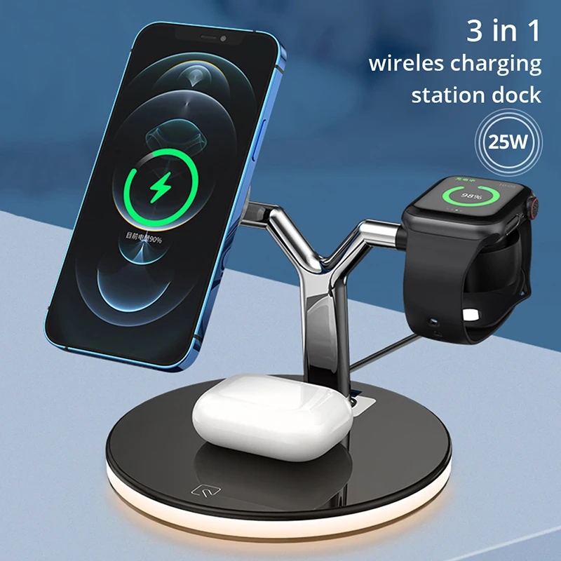 3in1 Magnetic Wireless Charger 25W Smart Phone Fast Charging Station for iPhone 12 pro Max Chargers for Apple Watch Airpods pro
3in1 Magnetic Wireless Charger 25W Smart Phone Fast Charging Station for iPhone 12 pro Max Chargers for Apple Watch Airpods pro