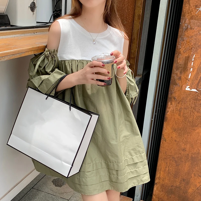 Hzirip Korean Loose Strapless Gentle Chic Fashion A-Line 2021 Summer Ladies New Green Stitching Casual All-Match Women Dress
Hzirip Korean Loose Strapless Gentle Chic Fashion A-Line 2021 Summer Ladies New Green Stitching Casual All-Match Women Dress