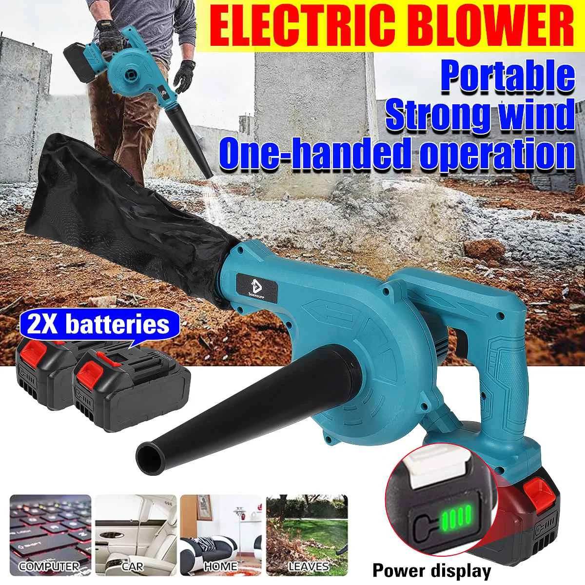 2 In 1 Rechargeable Air Blower Cordless Electric Vacuum Cleannig Blower Leaf Computer Dust Collector 1/2 Battery for Makita
2 In 1 Rechargeable Air Blower Cordless Electric Vacuum Cleannig Blower Leaf Computer Dust Collector 1/2 Battery for Makita