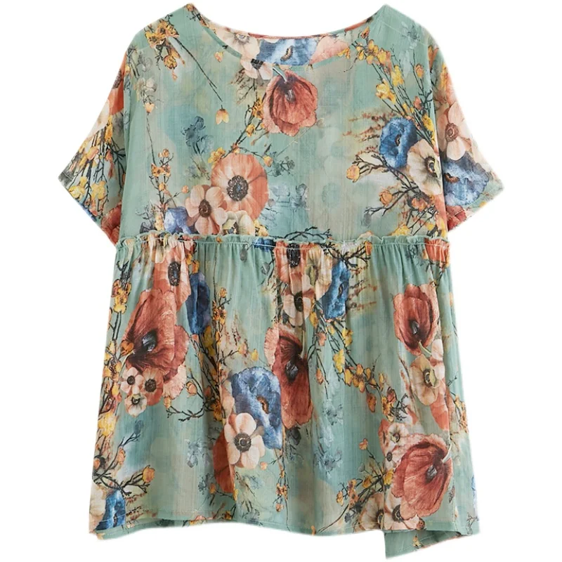 BIG SIZE Summer Women Fashion Flower Print Tops Ladies Female Plus Large Short Sleeve Cotton Linen Loose Femme Blouse Shirt
BIG SIZE Summer Women Fashion Flower Print Tops Ladies Female Plus Large Short Sleeve Cotton Linen Loose Femme Blouse Shirt