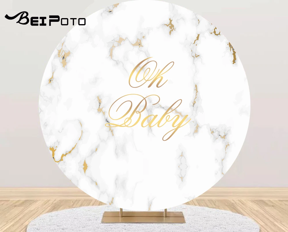 Мрамор фотография Фон Oh baby shower Днем Рождения вечерние баннер покрытие стола