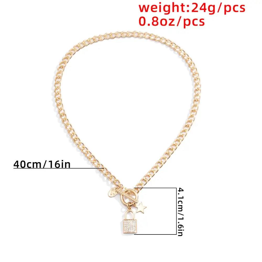 Salircon Kpop Crystal Padlock Pendant Necklace for Women Jewelry Gothic Geometric Star Moon Simple Link Chain Necklace Gift 2021
Salircon Kpop Crystal Padlock Pendant Necklace for Women Jewelry Gothic Geometric Star Moon Simple Link Chain Necklace Gift 2021