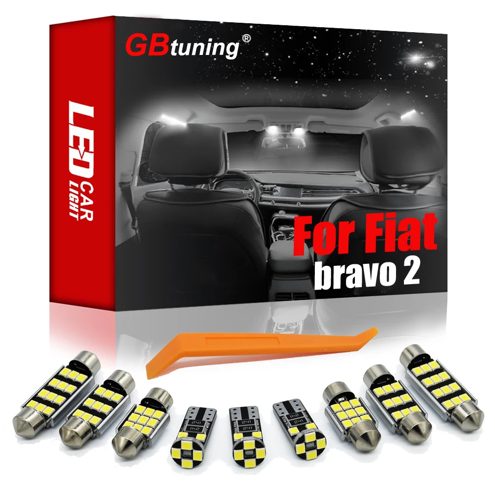 

GBtuning Canbus LED Interior Light Kit 10PCS For Fiat Bravo 2 II MK2 (2007-2016) Car Map Indoor Reading Bulb Room Trunk Lamp