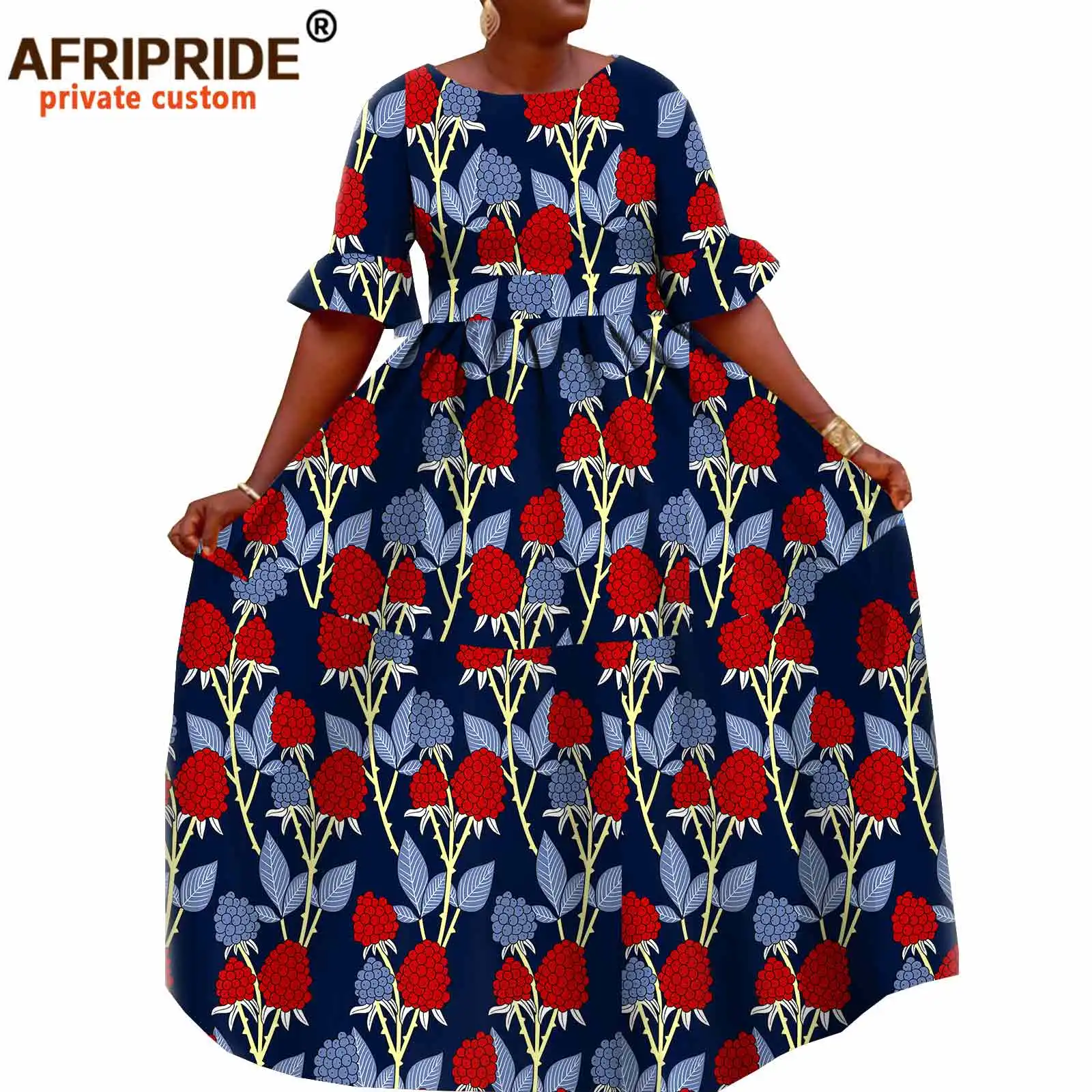 African Ankara Dress for Women Afripride Half Sleeves Floor Length Cotton Maxi Flare Bottom Dress A2125018
African Ankara Dress for Women Afripride Half Sleeves Floor Length Cotton Maxi Flare Bottom Dress A2125018