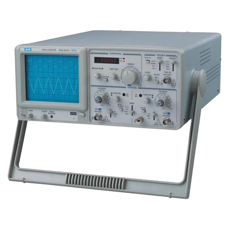 MW MOS-620CF 20MHz Factory Price High Precision Stability Fast Response Laboratory Test Bench Top 2 Channel Analog Oscilloscope
MW MOS-620CF 20MHz Factory Price High Precision Stability Fast Response Laboratory Test Bench Top 2 Channel Analog Oscilloscope