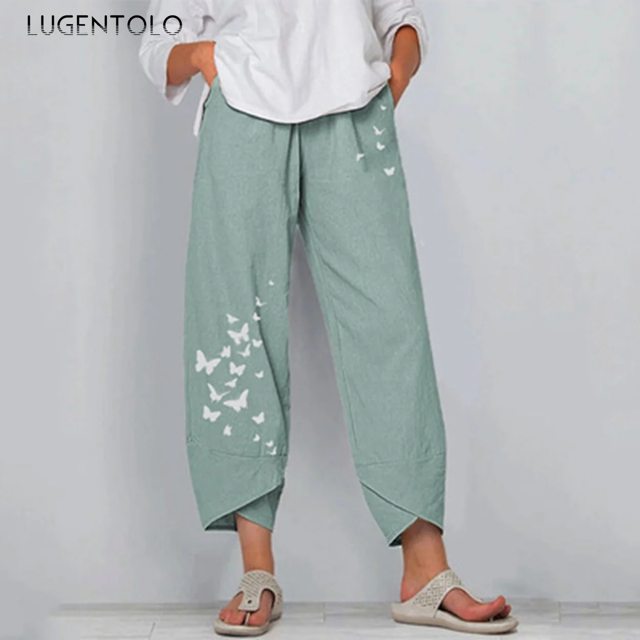 Summer Pants Women Large Size Loose Casual Butterfly Print Polyester Linen Thin Pocket Female Street Wide Leg Pants Lugentolo
Summer Pants Women Large Size Loose Casual Butterfly Print Polyester Linen Thin Pocket Female Street Wide Leg Pants Lugentolo