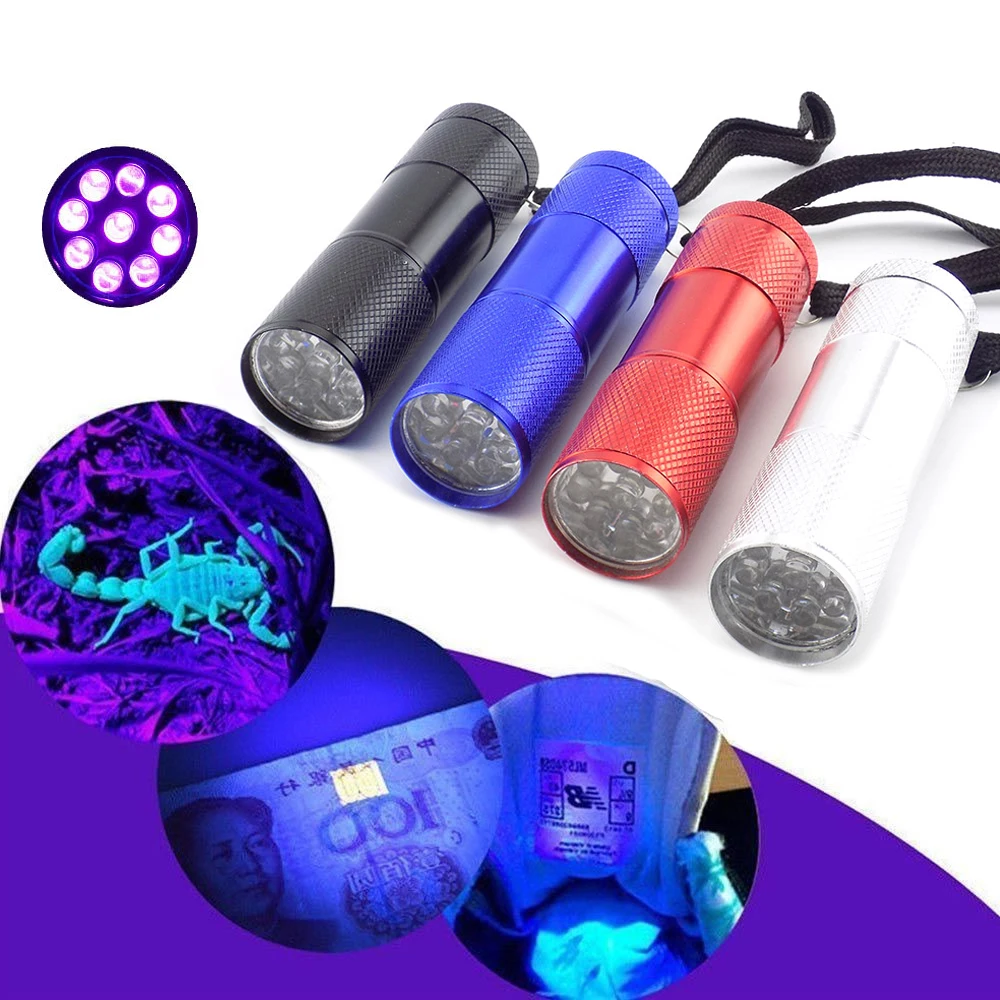 Portable Mini UV Lamp Ultra Violet 9 LED Flashlight Torch Light Lamp Purple Color Flash Linterna Lighting For Money Detection
Portable Mini UV Lamp Ultra Violet 9 LED Flashlight Torch Light Lamp Purple Color Flash Linterna Lighting For Money Detection