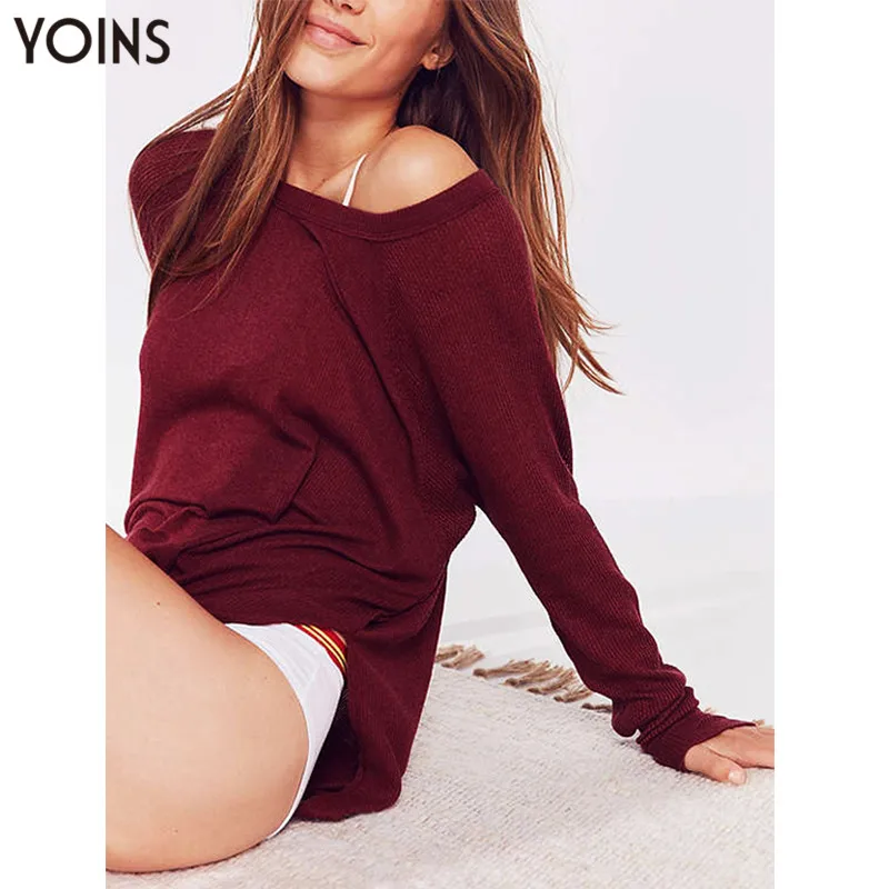 YONIS 2020 осенне-зимние весенние женские свитера с разрезом на подоле повседневные