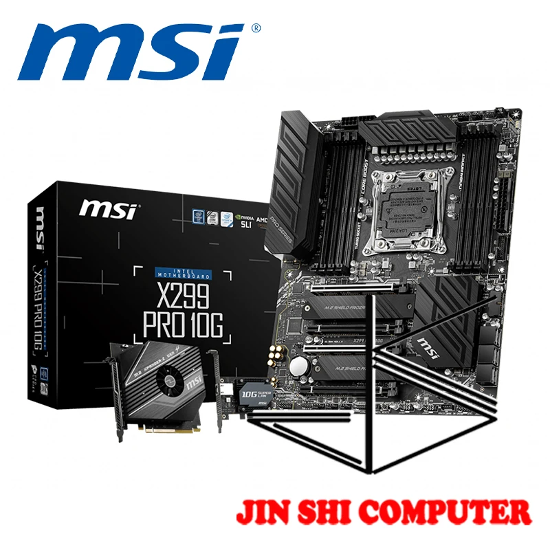 New MSI X299 PRO 10G LGA2066 Socket high speed USB 3.2 Gen2x2 solution, Core Boost, DDR4 Boost, 10G LAN card with M.2
New MSI X299 PRO 10G LGA2066 Socket high speed USB 3.2 Gen2x2 solution, Core Boost, DDR4 Boost, 10G LAN card with M.2