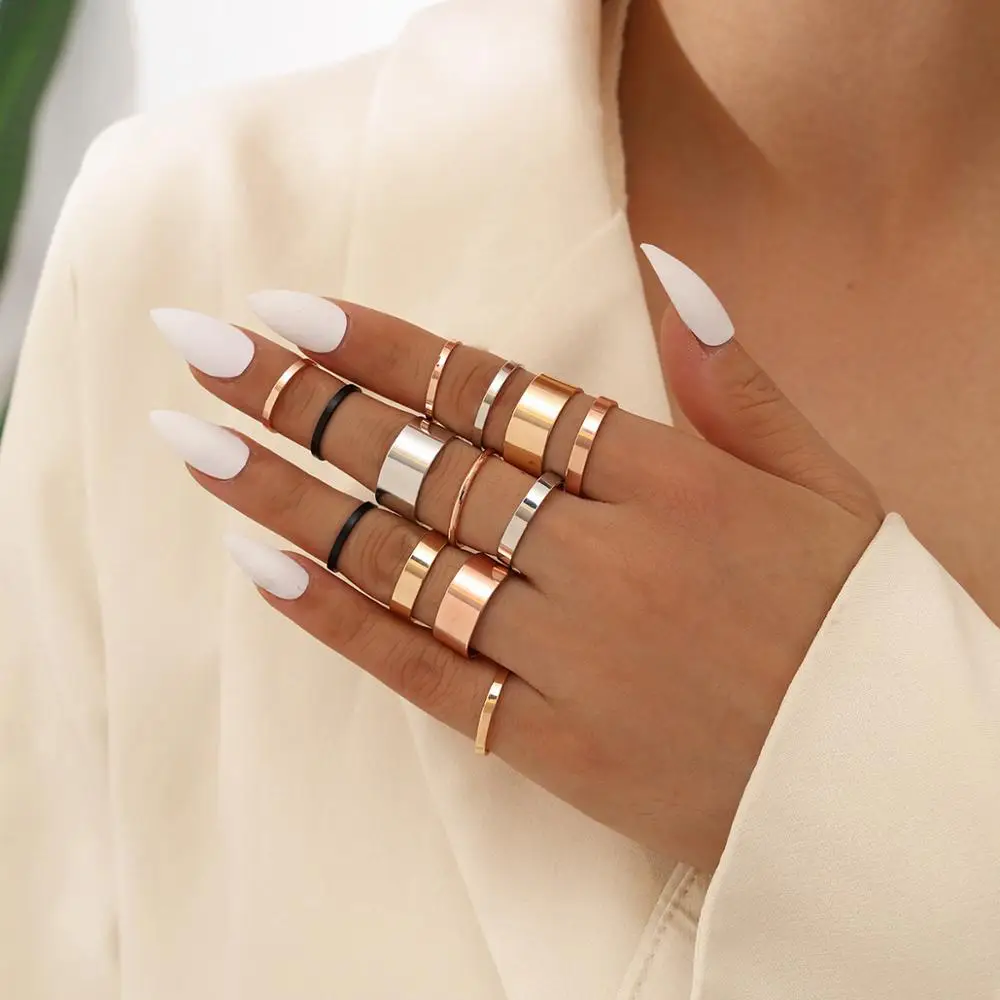 Personalized punk hip-hop style, simple and wide-necked joint ring ring, male and female same style Rings suit
Personalized punk hip-hop style, simple and wide-necked joint ring ring, male and female same style Rings suit