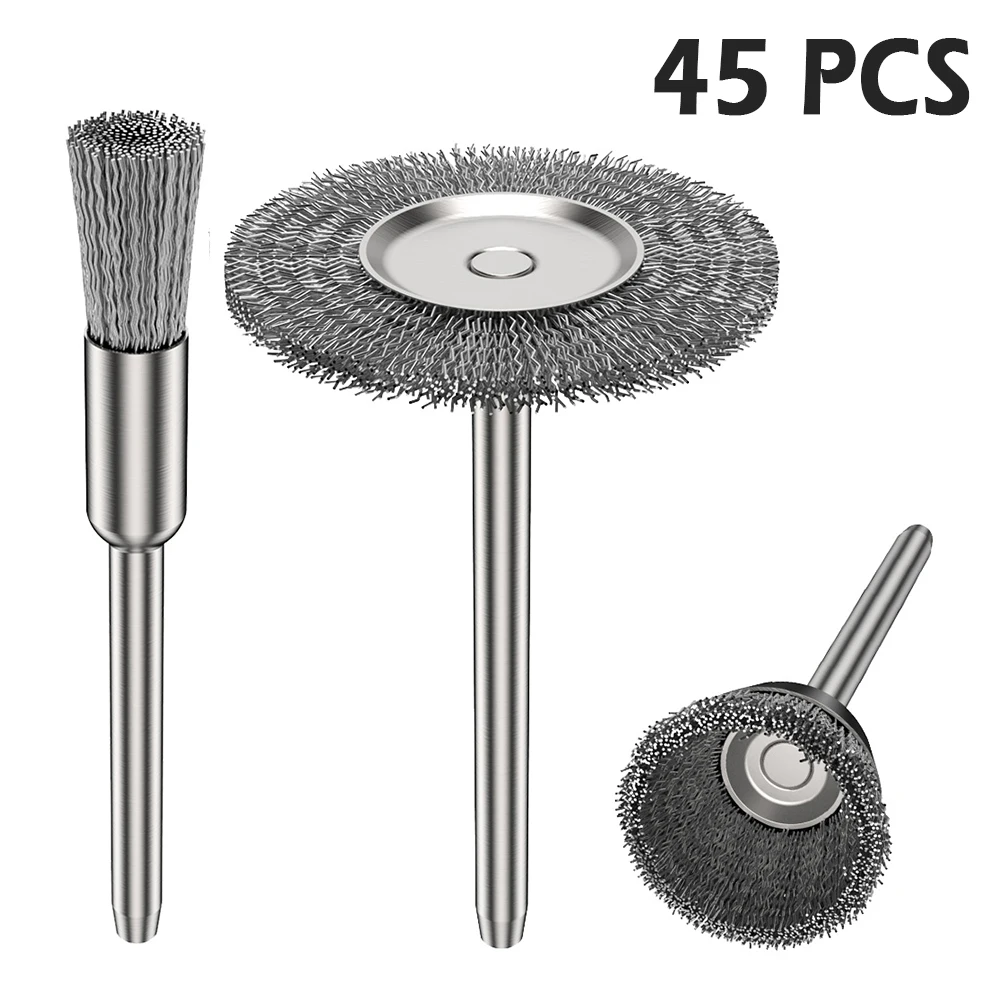 45 Pcs 1.57inch Steel Wire Wheel Brushes Set Kit for Mini Drill Rotary Tools Polishing Brush Accessories Tools 
45 Pcs 1.57inch Steel Wire Wheel Brushes Set Kit for Mini Drill Rotary Tools Polishing Brush Accessories Tools