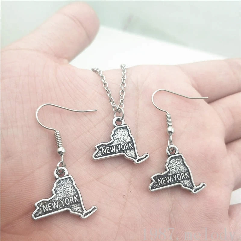 New York USA Map of America Mini Jewelry Set Creative Earring Necklace Sets,Antique,Beauty Vintage Fashion Women Girl Gifts
New York USA Map of America Mini Jewelry Set Creative Earring Necklace Sets,Antique,Beauty Vintage Fashion Women Girl Gifts