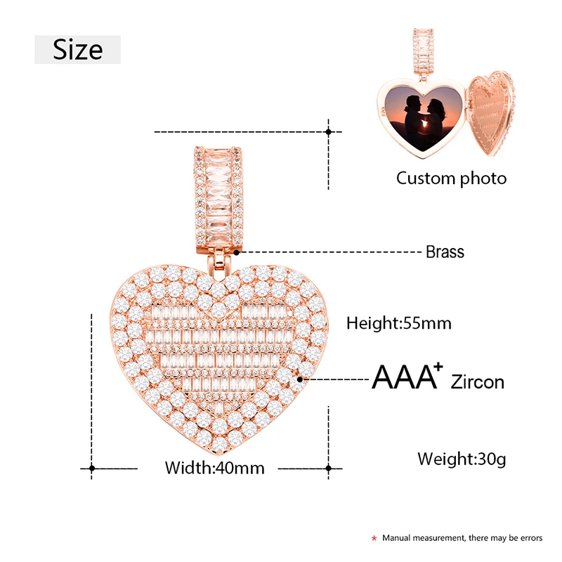 VIP CZP0551 Custom Picture Baguette Heart Love Pendant For Women Men's Hip Hop Jewelry Solid Back Micro Pave Necklace
VIP CZP0551 Custom Picture Baguette Heart Love Pendant For Women Men's Hip Hop Jewelry Solid Back Micro Pave Necklace