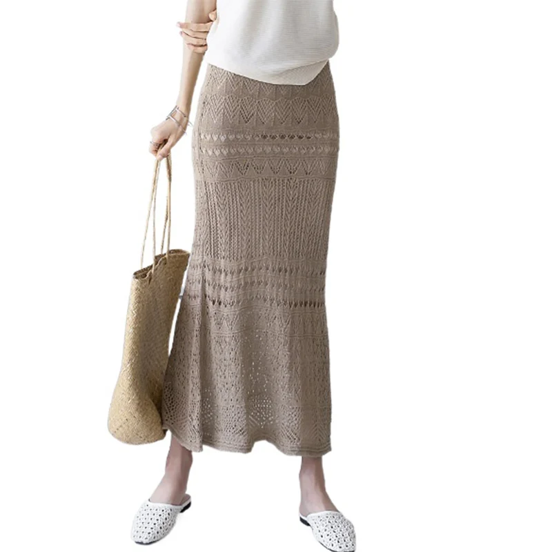 Fashion women's skirts 2021 spring and summer simple hollow knit A-line skirt high waist fishtail bag hip skirts for women
Fashion women's skirts 2021 spring and summer simple hollow knit A-line skirt high waist fishtail bag hip skirts for women