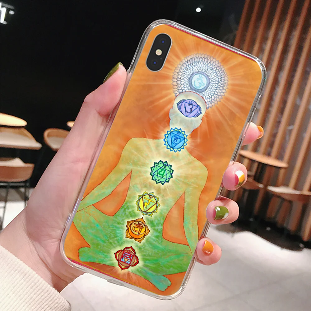 Чехол для телефона LJHYDFCNBr чехол iPhone 11 pro XS MAX 8 7 6 6S Plus X 5 5S SE XR с мандалой чакры и йогой