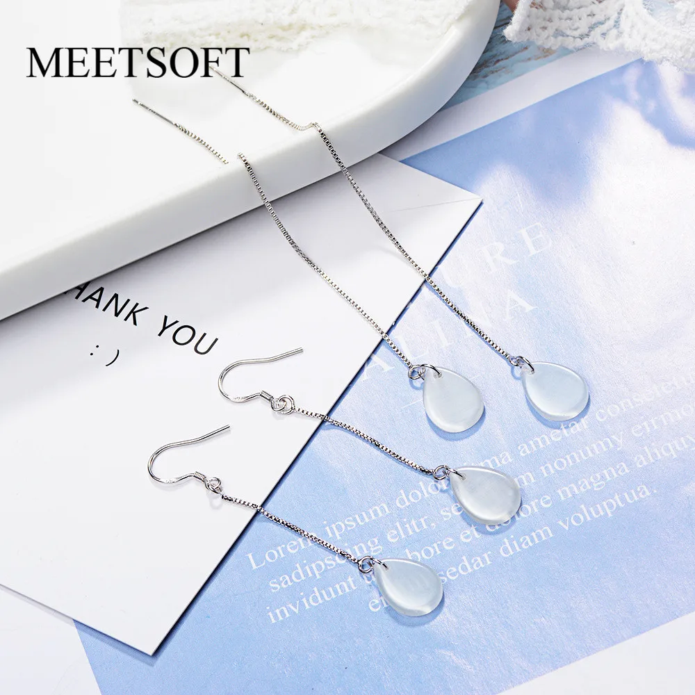 

MEETSOFT 925 Sterling Silver Prevent Allergy Drop Earrings for Women Trendy Design Small Circle Feather Jewelry Gift