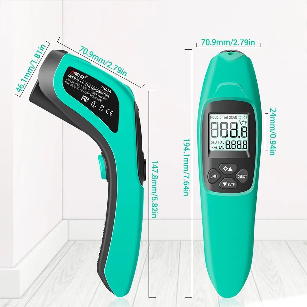 ANENG TH02A Digital Infrared Thermometer -50~580C Digital LCD Gun Thermometer Pyrometer Meter Temperature IR I1U7
ANENG TH02A Digital Infrared Thermometer -50~580C Digital LCD Gun Thermometer Pyrometer Meter Temperature IR I1U7