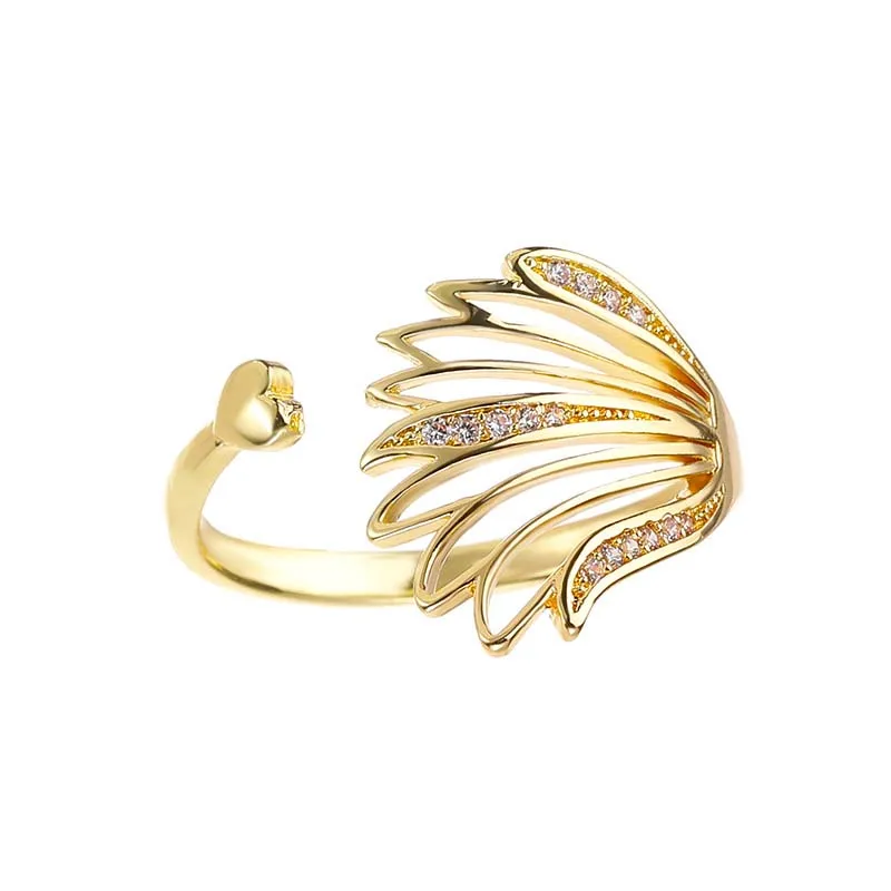 Korean Style Feather Ring Personality Zircon Open Index Finger Rings Gold Hollow Love Heart Wing Jewelry for Women Accessories
Korean Style Feather Ring Personality Zircon Open Index Finger Rings Gold Hollow Love Heart Wing Jewelry for Women Accessories