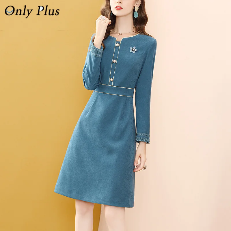 Only Plus 2021Autumn Winte Blue A-Line Dresses For Women O-Neck Outwear Dress Casual Slim Knee Length Button Vestidos New Design
Only Plus 2021Autumn Winte Blue A-Line Dresses For Women O-Neck Outwear Dress Casual Slim Knee Length Button Vestidos New Design