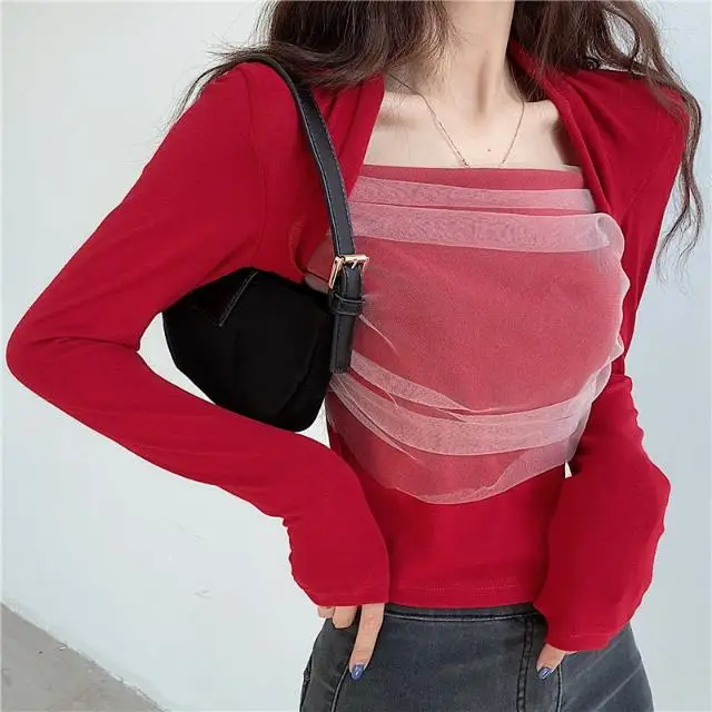 Lace Patchwork Long Sleeve T Shirt Autumn Spring 2020 New Square Collar Slim Fit Short Tees Solid Bottom Ladies Top G1177
Lace Patchwork Long Sleeve T Shirt Autumn Spring 2020 New Square Collar Slim Fit Short Tees Solid Bottom Ladies Top G1177