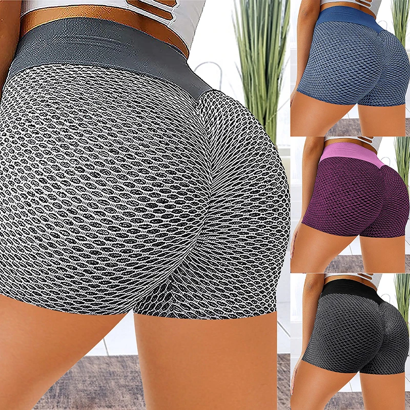 

2021 High Waist Honeycomb Biker Shorts Womens Textured Yoga Shorts Scrunch Butt Gym Workouts Fitness Cycling Ruched Track Wear