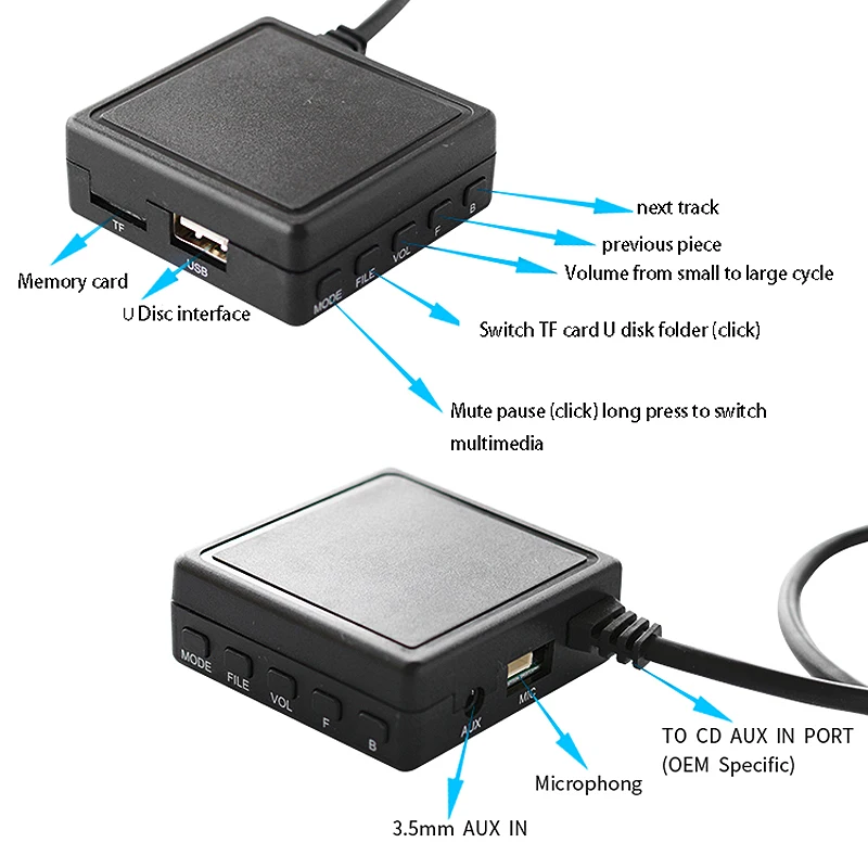 Car Bluetooth Module 6 Pin AUX TF USB Adapter Wireless Radio Player Stereo o Module for Renault 2005-2011
Car Bluetooth Module 6 Pin AUX TF USB Adapter Wireless Radio Player Stereo o Module for Renault 2005-2011