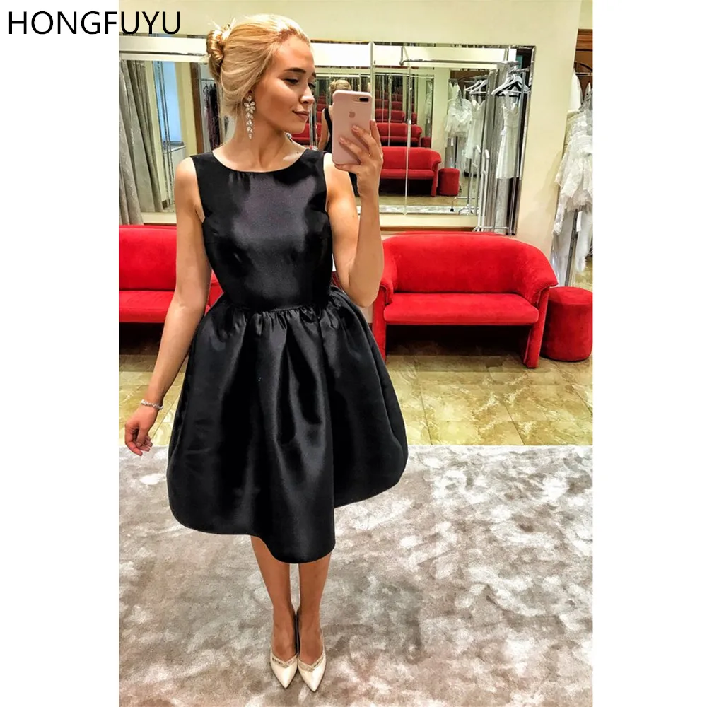 HONGFUYU Элегантные Короткие коктейльные платья Свадебные банкетные черные