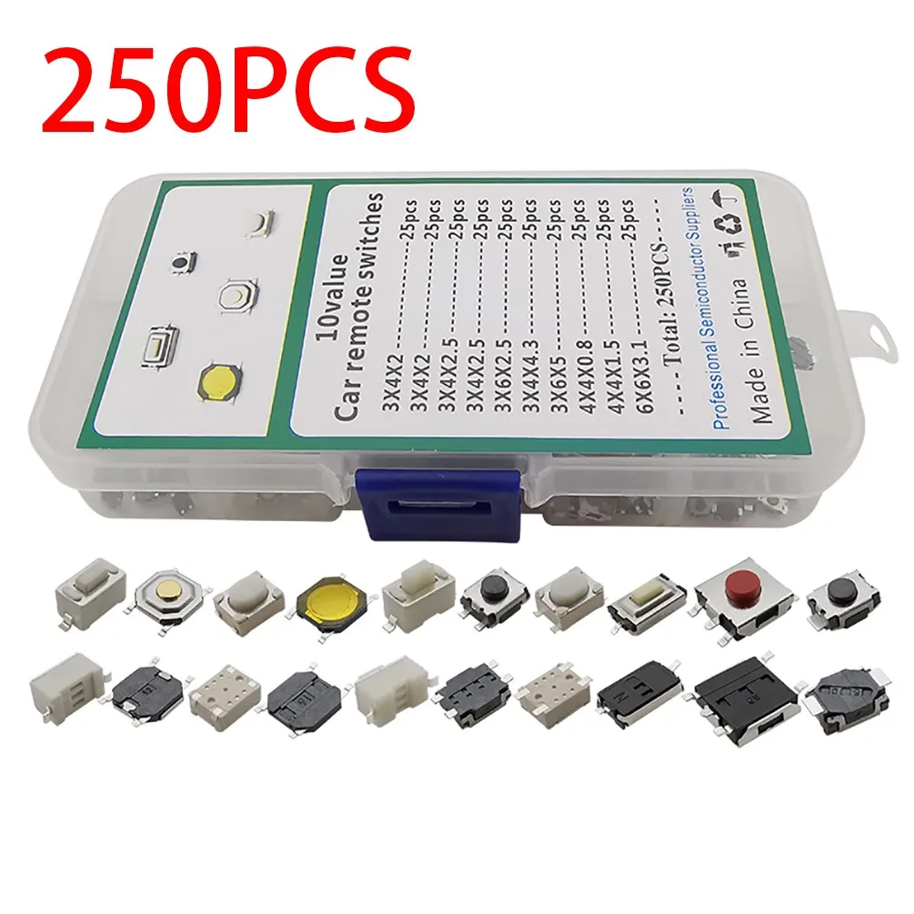 10 Value Tactile Push Button Switch 250Pcs Set Assortment Kit Micro Momentary Tact
10 Value Tactile Push Button Switch 250Pcs Set Assortment Kit Micro Momentary Tact