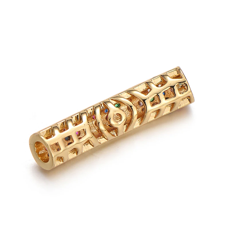 Pipitree Copper Micro Paved Multi Cubic Zirconia Stone Tube Beads DIY Macrame Bracelet Charms Jewelry Making Accessories | Украшения и